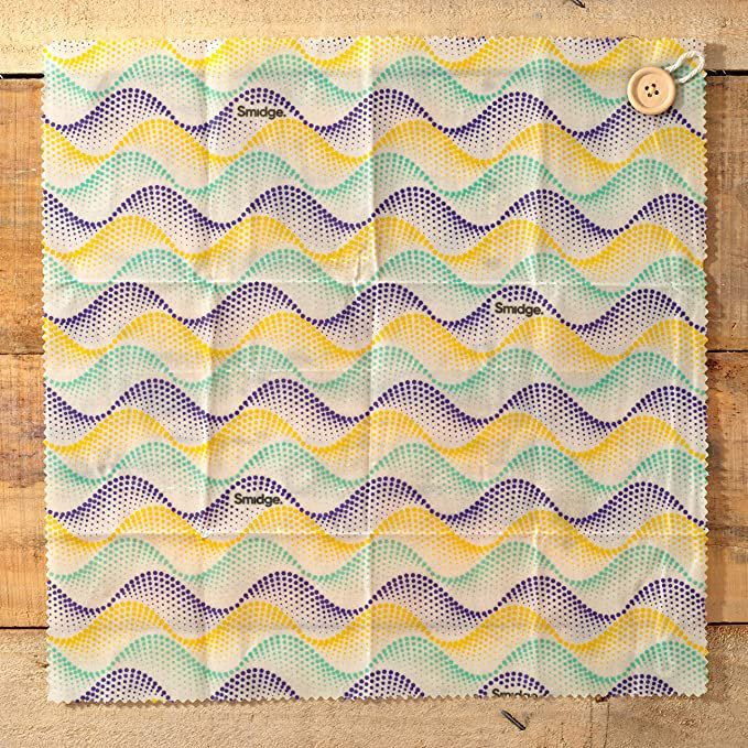Smidge Beeswax Food Wrap Roll, Wave Print, 20.5cm H x 0.5cm W
