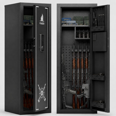 Kaer 10-12 Gun Fingerprint Safe for Rifles and Shotguns with Adjustable Storage | Biometric Rifle Cabinet for Home
