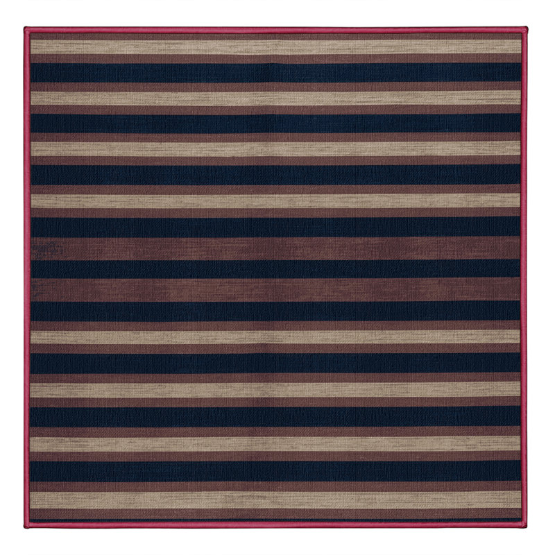 Machine Washable Horizontal Stripes Brown Area Rug, Square 4'