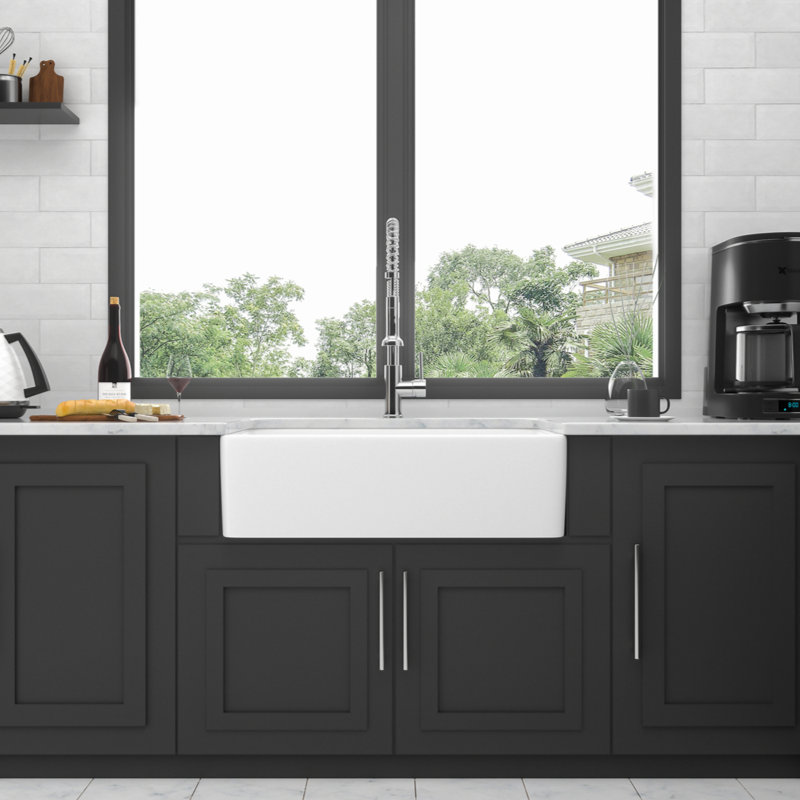 Farmhouse Sink - 30   Farmhouse Kitchen Sink Apron Front Ceramic Single Bowl Kitchen Sinks