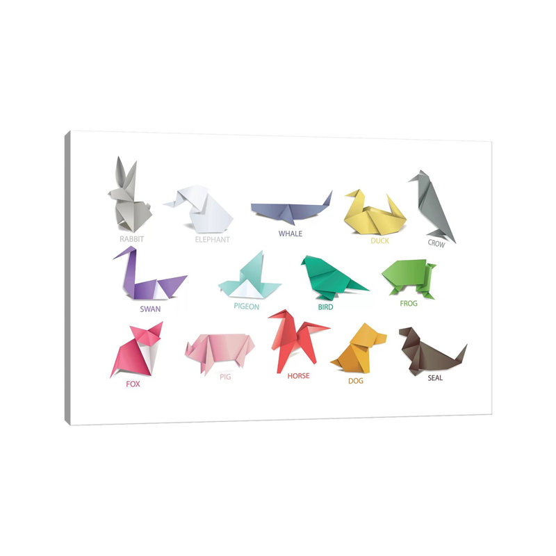 Origami Animals - Wrapped Canvas Print, 20.32 cm H x 30.48 cm W