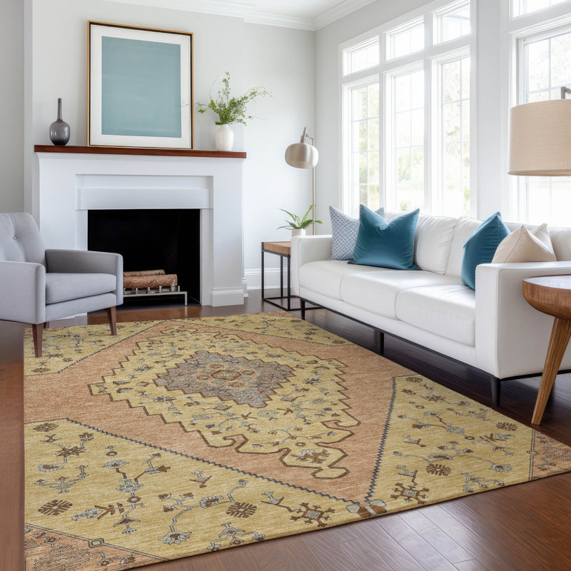 Tapis intérieur / extérieur lavable à la machine Chantille ACN2472 Global, Doré, 10 pi x 14 pi