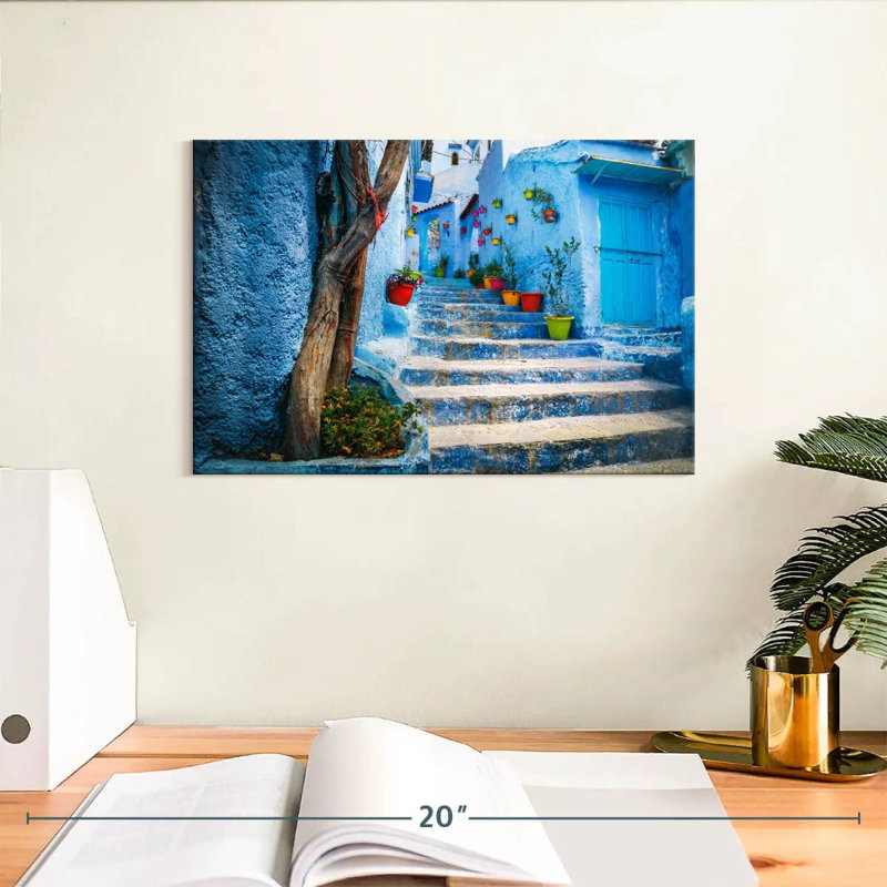 Ravi Chefchaouen Blue Stairs, 8" H x 12" W