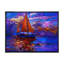 Voilier rouge sur un coucher de soleil mauve - peinture sur toile-59758749-59788391