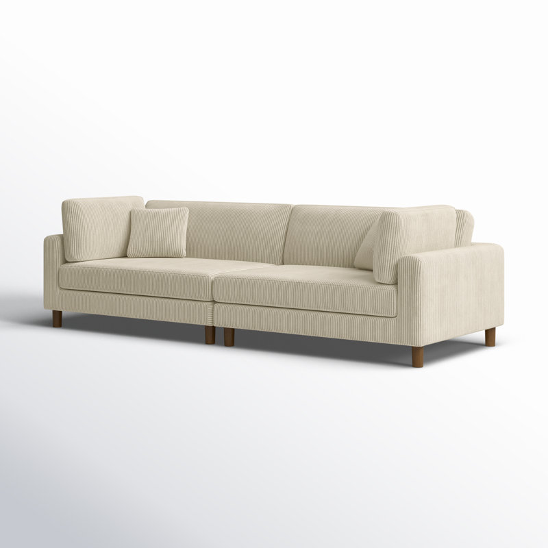 Assel 116'' Corduroy Sofa, Cream