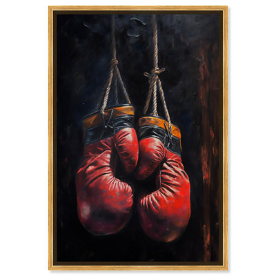 Hanging Gloves Black Canvas Sports Art Prints by Art Remedy