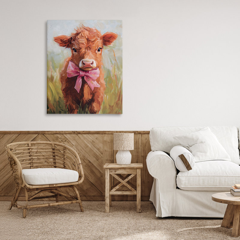 Toile Coquette Trotting Cow, design par Nina Blue, H 30 po x l 24 po