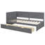 Lit de jour simple en bois avec 2 tiroirs de rangement et garde-corps rustique en X, finition gris antique
