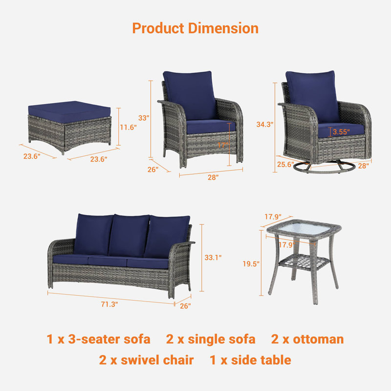 Ensemble de conversation pour 9 personnes, Bleu marine