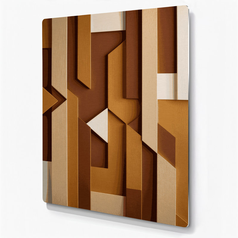 Abstrait formes 95, art mural en métal brun, H 12 po x l 18 po