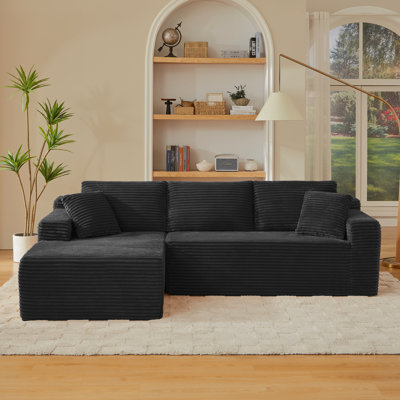 L-Shaped Cloud Sectional Sofa With Deep Seat,No Assembly Required,Modular Couches Sleeper For Living Room,Bedroom,Apartment,Black
