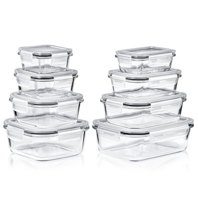 Sorbus Glass Food Storage Containers with Lids - Airtight, Microwave, Dishwasher, And Oven Safe Meal Prep Containers - 16-piece
