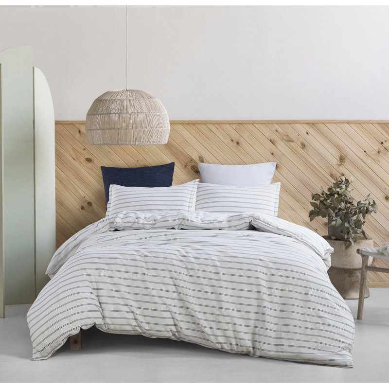 Svetlana Linen Blend Striped Duvet Cover, Full/Queen