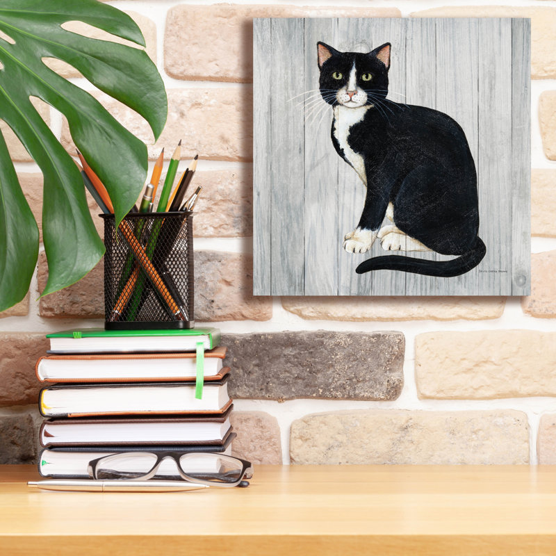Art mural sur toile Winston Porter «Country Kitty I On Wood» par David Carter Brown, H 12 po x l 12 po x P 0,75 po