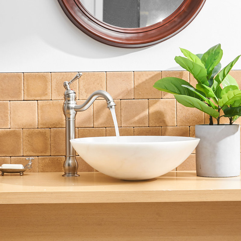Brushed Nickel Single Handle High Arc Vessel Faucet with Pop-Up Drain
