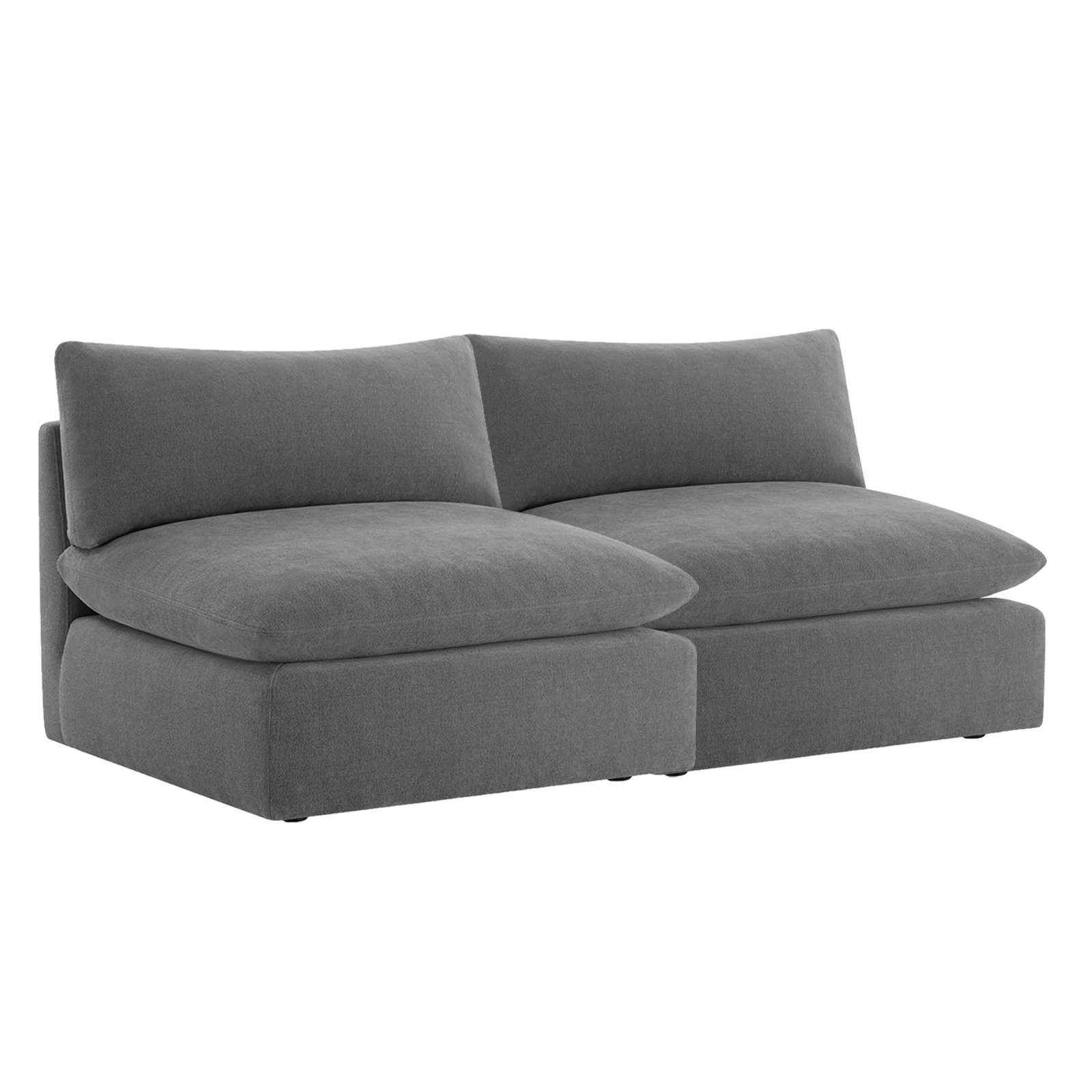 Annabella 81" Modular Sofa, Elite Pewter Textured Performance Chenille