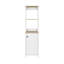 Armoire à linge Jannès, deux tablettes ouvertes, une porte, finition chêne clair / blanc-740430644