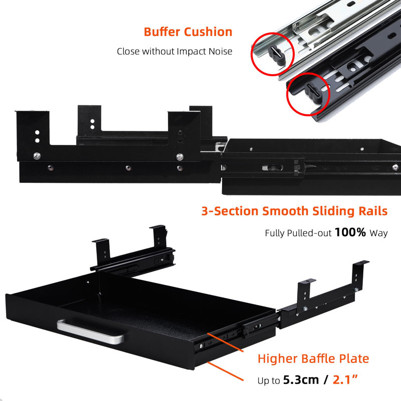 5.7cm H x 54cm W Desk, Black