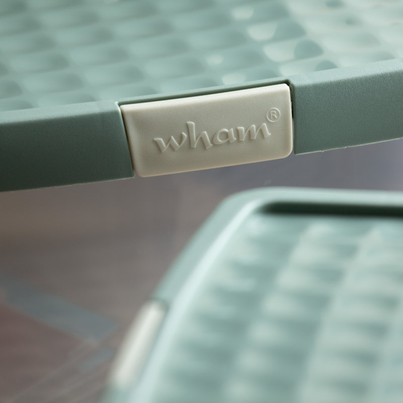 Wham Clip 9L Square Plastic Storage Boxes with Secure Clip Lock Lids. L:29 x W:29 x H:15.5cm Clear/Stone/Slate Grey, Green