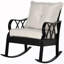 Chaise berçante d'extérieur en métal avec coussin