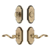 Grandeur Arc Short Plate Entry Set with Portofino Lever in Lifetime Brass