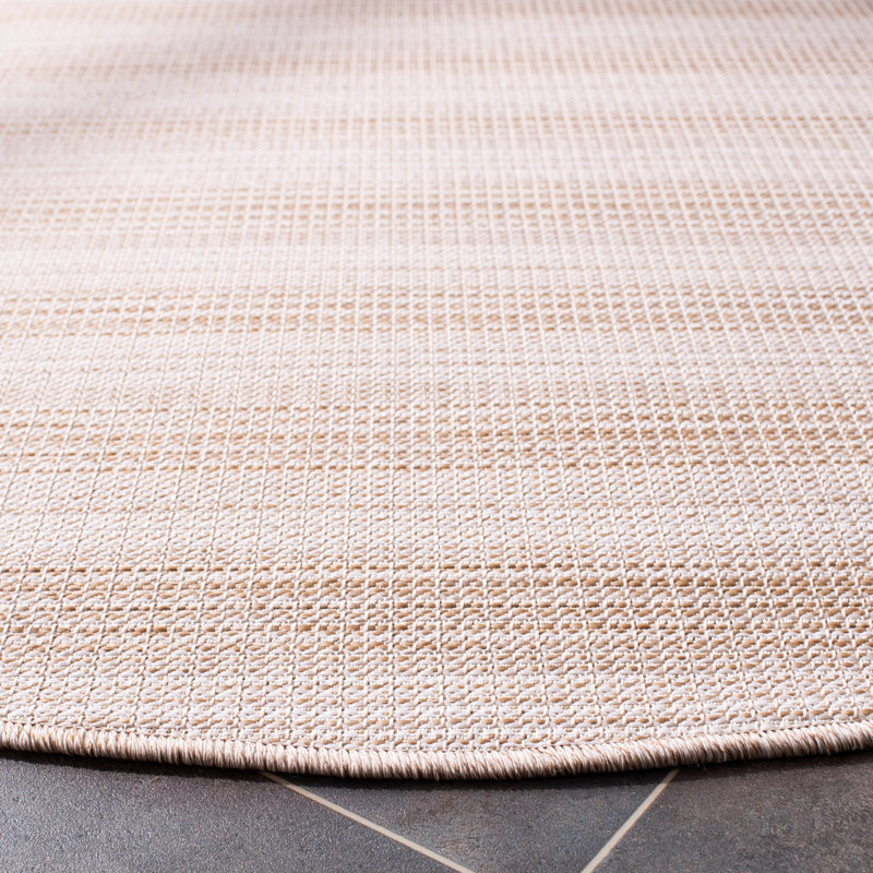 Tapis intérieur / extérieur beige Abeda, Rond 6 pi 5 po