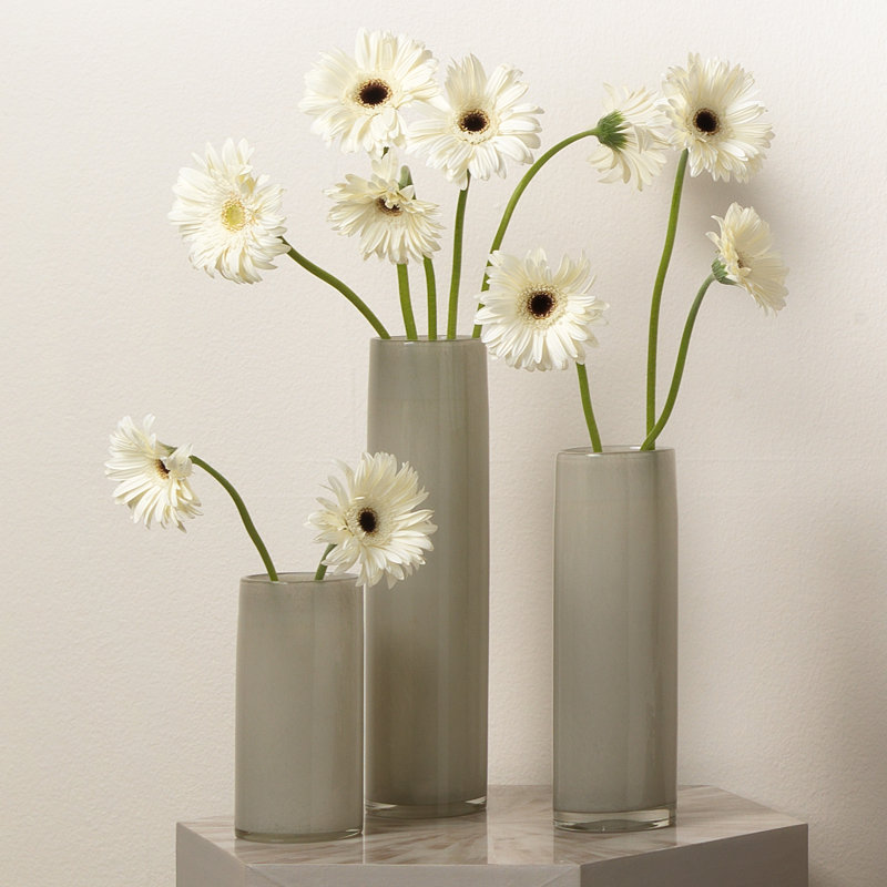 Handmade Glass Table Vase, Warm Gray