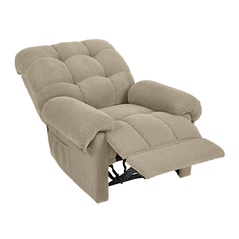 Deyra Modern Upholstered Manual Recliner Chair with Overstuffed Cushioning and Padded Footrest, Camel