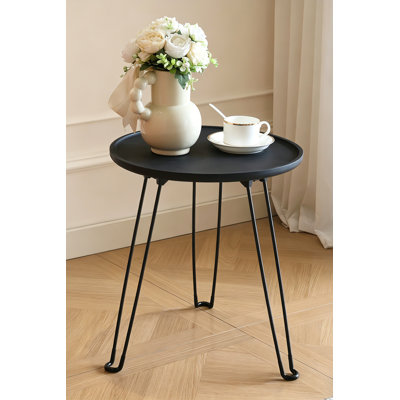 Table de bout ronde pliable avec plateau en bois massif, table d'appoint de camping portable, support à plantes multifonctionnel, table de chevet