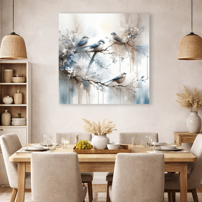 Serene Moments: Watercolor Birds, toile tendue sur toile, 40" H x 40" W