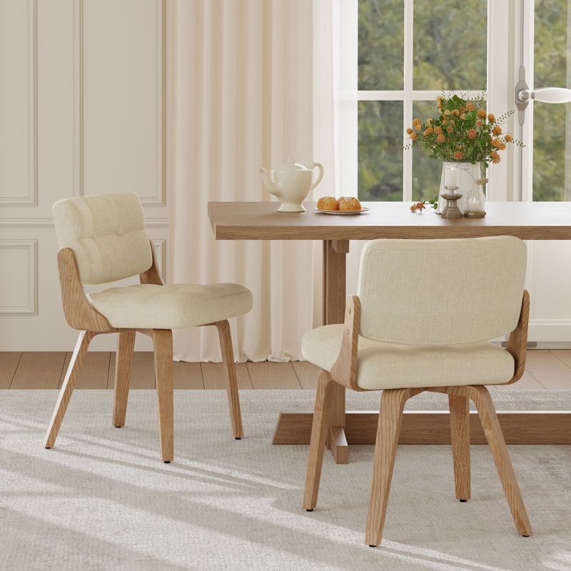 Chaise rembourrée moderne avec structure en bois, Beige