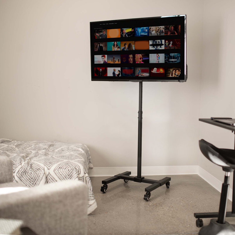 Black Mobile TV Cart