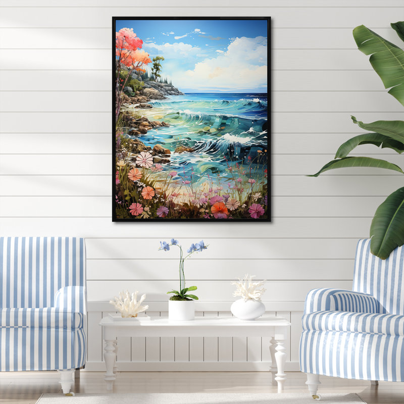 Whimsical Shores sur impression sur toile, Cadre flottant noir, H 20 po x l 12 po x P 1 po