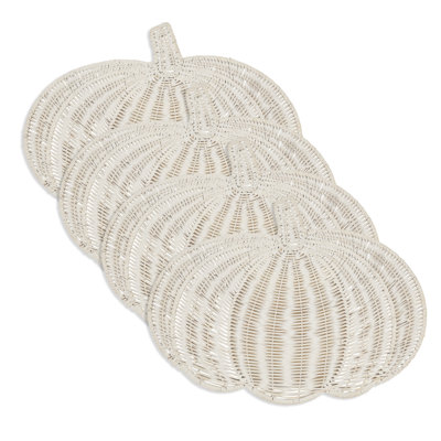 Fall Harvest Rattan Pumpkin Placemat (Set of 4)