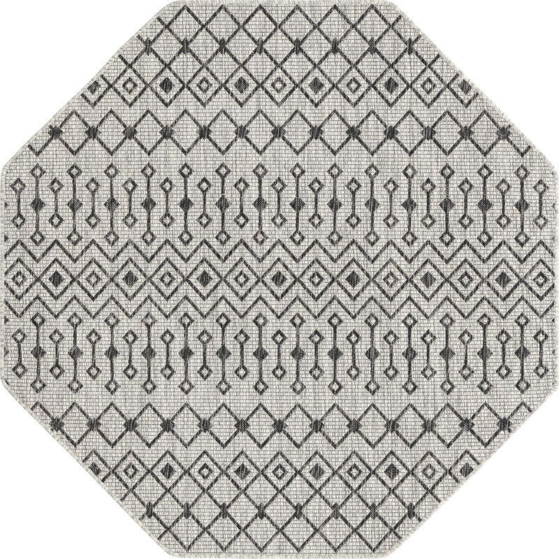 Outdoor Preen Area Rug Char Color, Octagon 5'3"