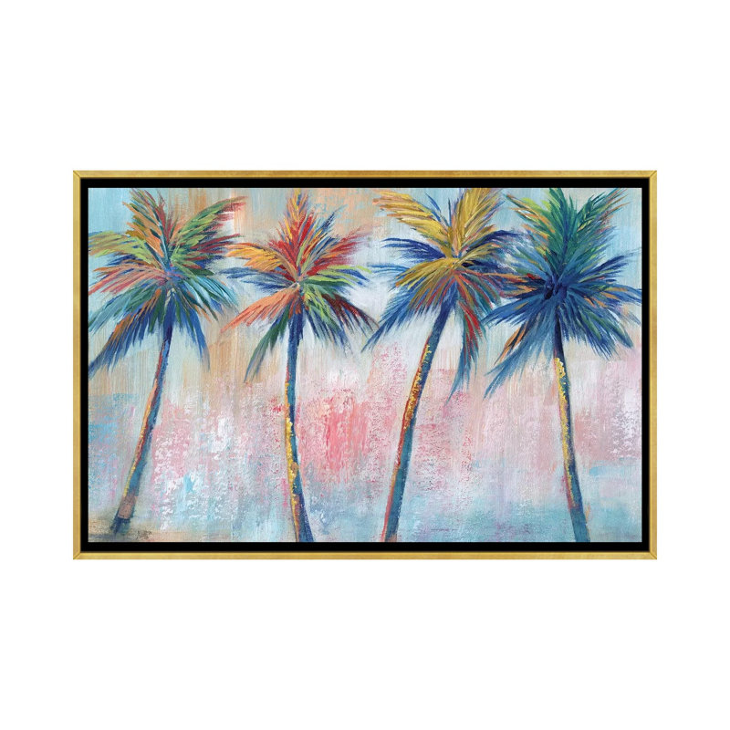 «Color Pop Palms» par Nan - impression, H 40 po x l 60 po x 1,5 po, Encadrement doré