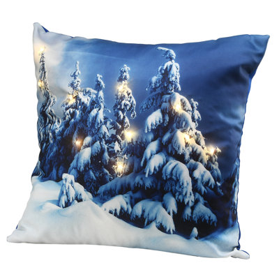 National Tree Company 17" Winter Scene Pillow with LED Lights