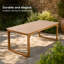 Table de salle à manger d'extérieur en bois d'acacia avec pieds élégants incurvés, grande table de terrasse de jardin, capacité de poids de 500 lb, design minimaliste moderne