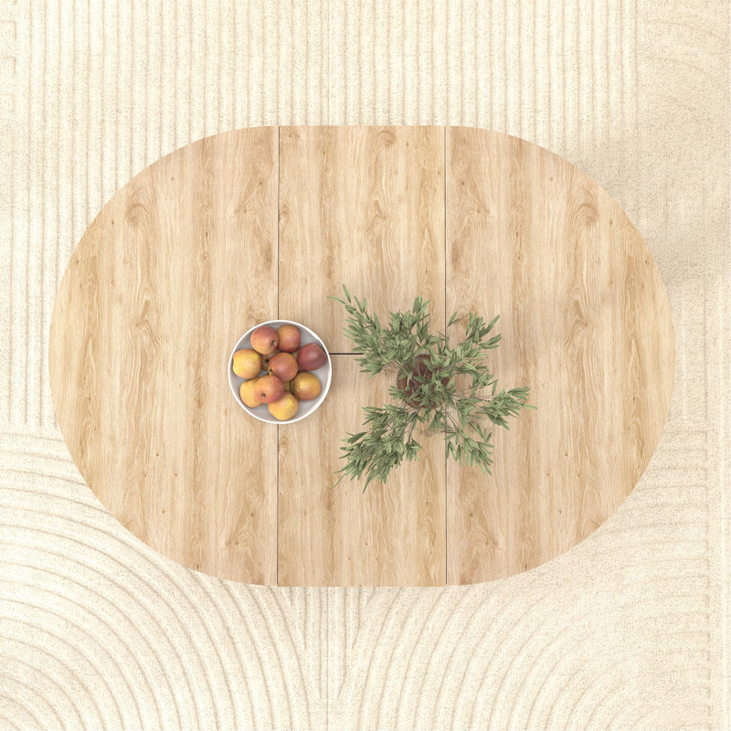 Farmhouse Expandable Dining Table - Oval Tabletop with Removable Leaf, Trestle X-Shaped Base for Kitchen, White, Natural