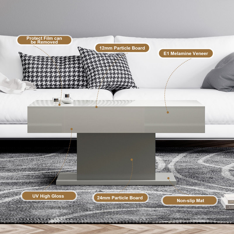 Pedestal Coffee Table, Grey, Grey