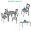 Table de salle à manger en bois pour 4 personnes, table de salle à manger pour petit espace, gris
