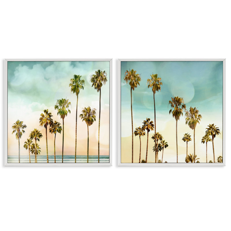 Ensemble de 2 giclées tropicales par Palmer, Giclée encadrée blanc bord de mer, H 24 po x l 24 po