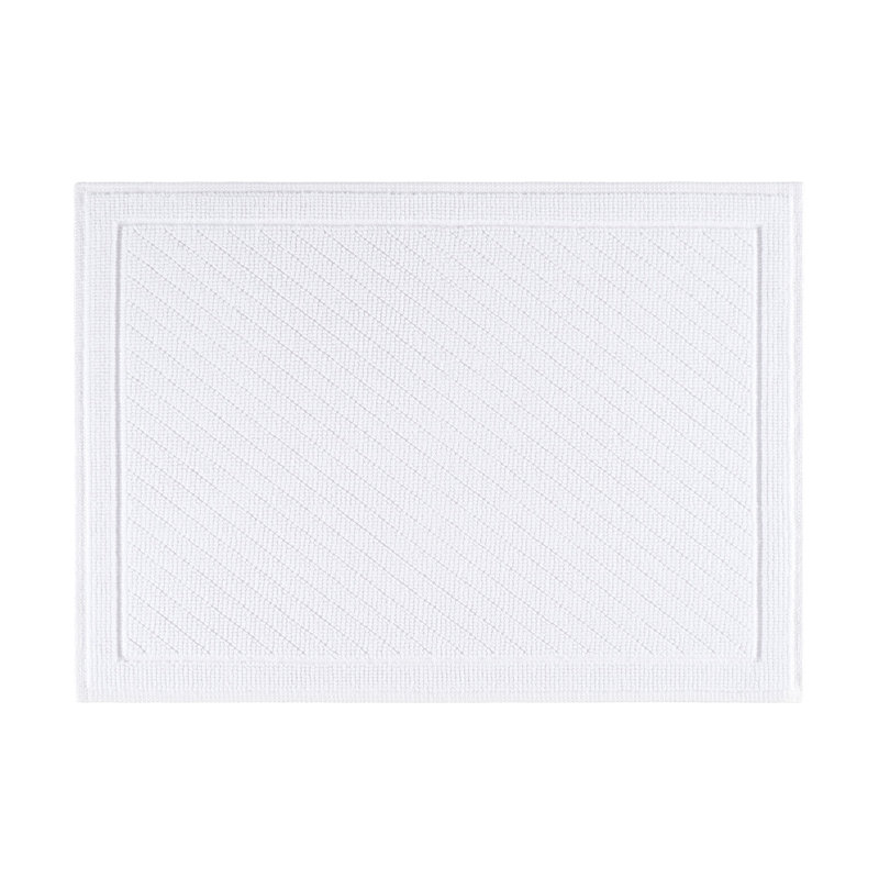 Host and Home Modern Double Weave Textured Cotton Bath Rug with Non Slip Backing, Single - 17" L x 24" W, White