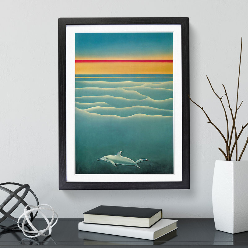 Swimming Dolphin - Framed Print, Black Framed, 64cm H x 46cm W x 2cm D