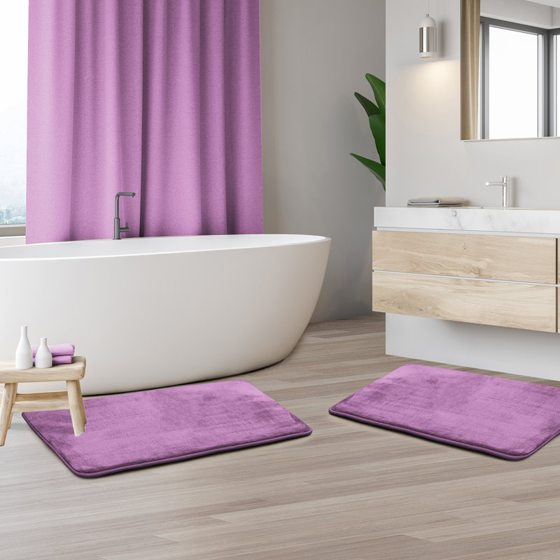 Steph Luxury Memory Foam Bathroom Rug Set, Petit: l 17 po x L 24 po, Rêve lavande