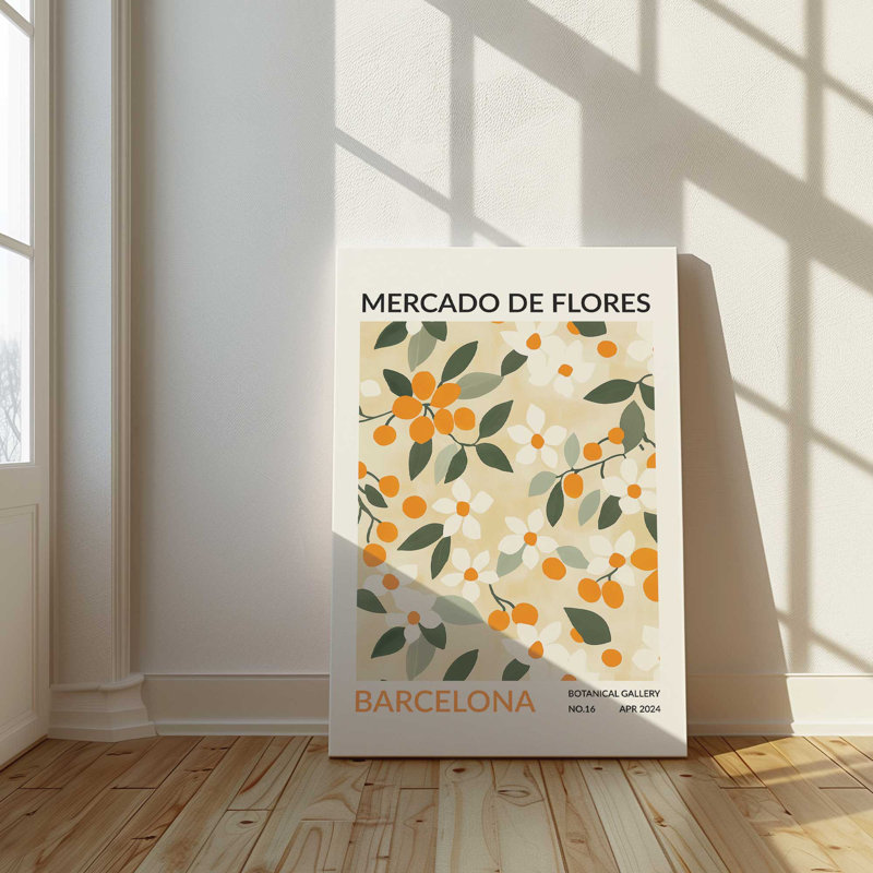 Marché aux fleurs de Barcelone, H 48 po x l 32 po, Toile tendue