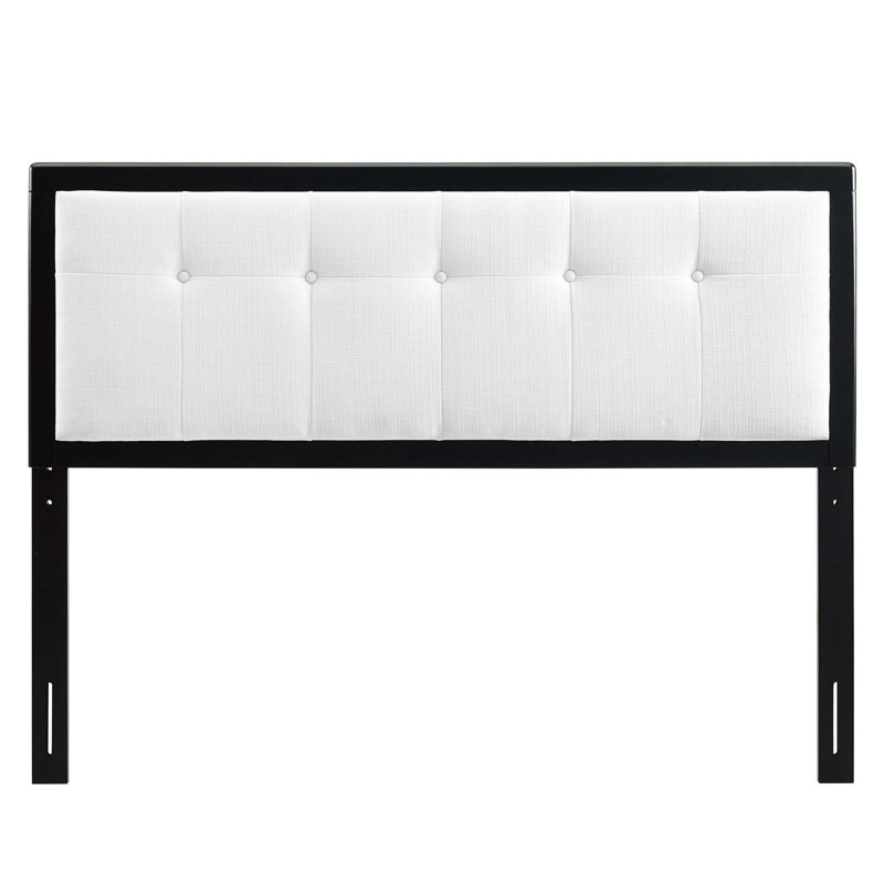 Draper Tufted Fabric and Wood Headboard, Queen, Black/White