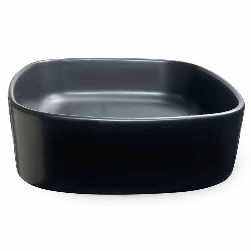 Regatta Poured Square Vessel Bathroom Sink, Matte Black