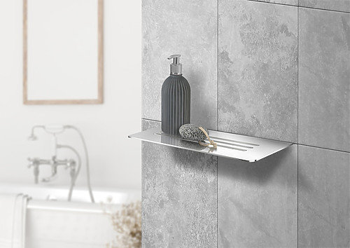 Sideline Metal Floating Shelf, Polished Stainless Steel