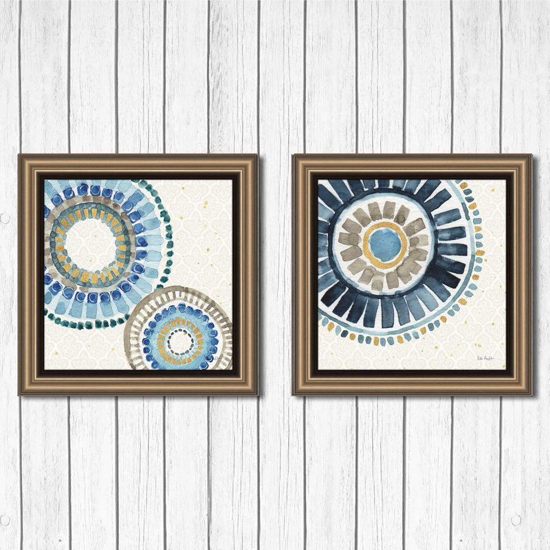 Ensemble de 2 reproductions sur papier "Indigold" par Lisa Audit, Encadrement bronze brossé
